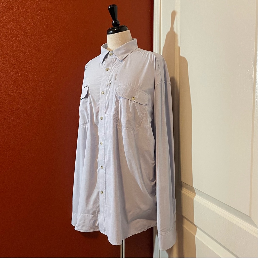 Poncho Men’s The Bluefish Performance Microcheck Long Sleeve Button Down Shirt